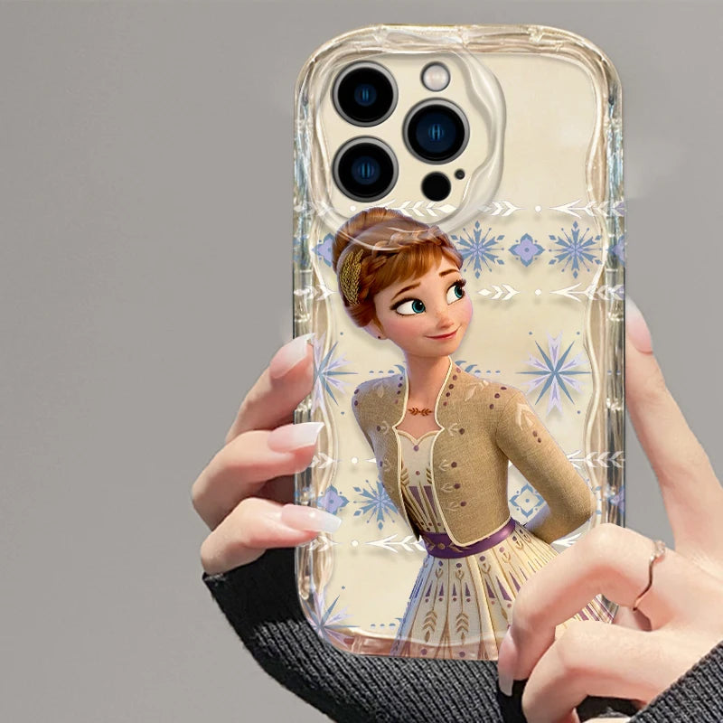 Disney Frozen Elsa Princess Phone Case for iPhone 15 14 13 12 11 - Wave Oil Cover for Protection-