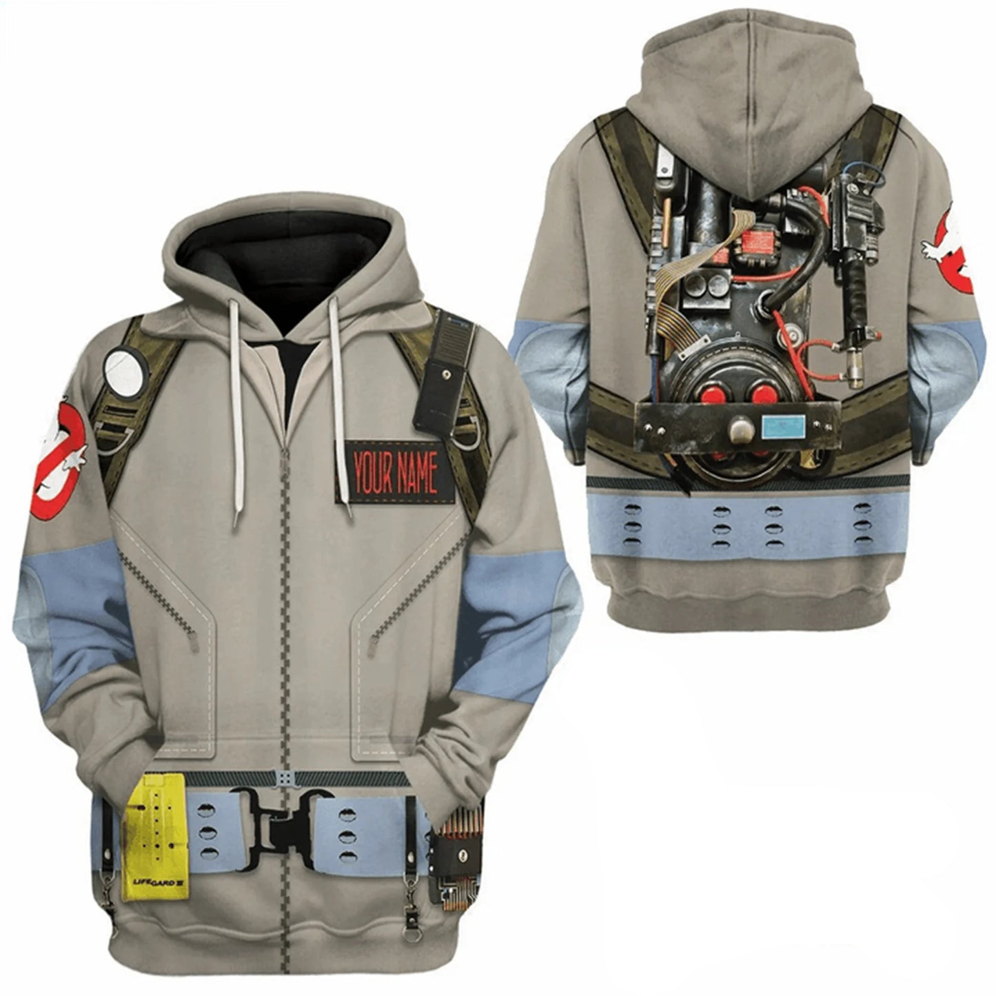 Custom Name Ghostbusters Zip-Up Hoodie - Cosplay Apparel Casual Tracksuit Jacket-