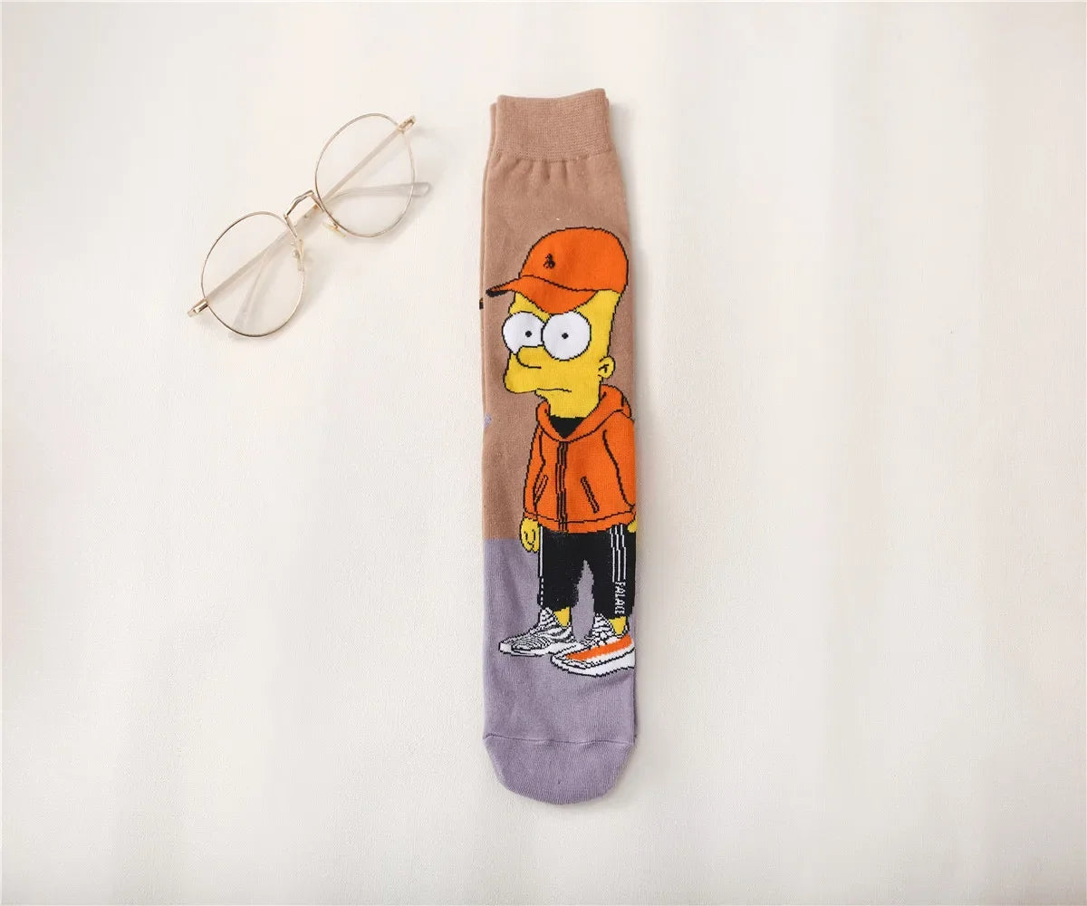 Simpsons Cotton Socks - Funny and Fashionable Hip-Hop Style - Perfect Gift for Girlfriend or Wife Simpsons Fan-10-EUR 35-42-