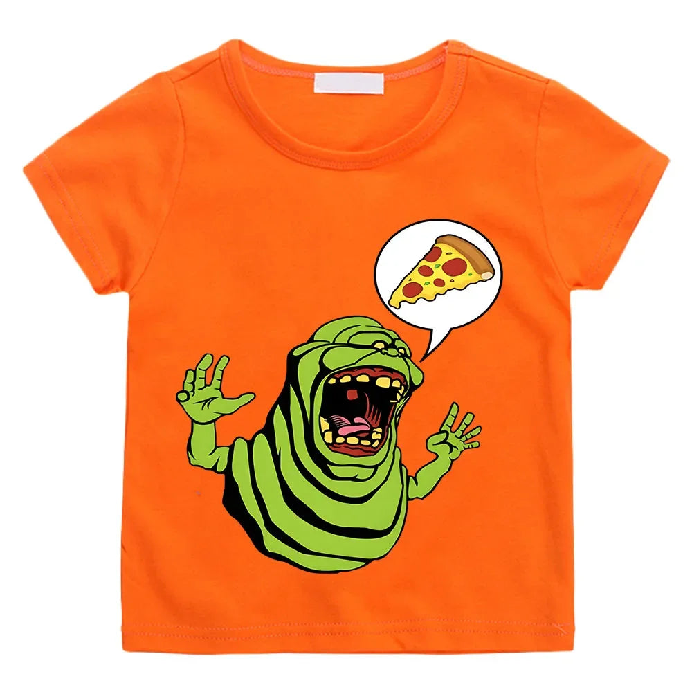 Ghostbusters Kids Cotton T-Shirt - Summer Casual Graphic Tee for Boys and Girls-orange-160-