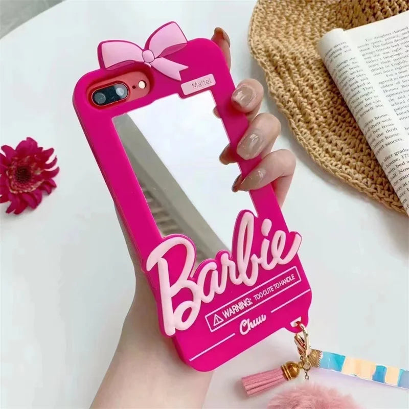 Luxury Barbie Dolls Mirror Protect Case for iPhone 15 14 13 12 11 Pro X XR XS Max - Cute, Soft Silicone Shockproof Cover-