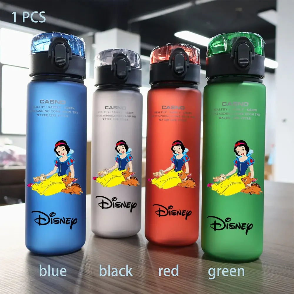 Disney Princess Plastic Water Cup - 560ML Portable Elsa and Snow White Cartoon Girls Drinking Bottle-gz-5-Only Grey bottle-