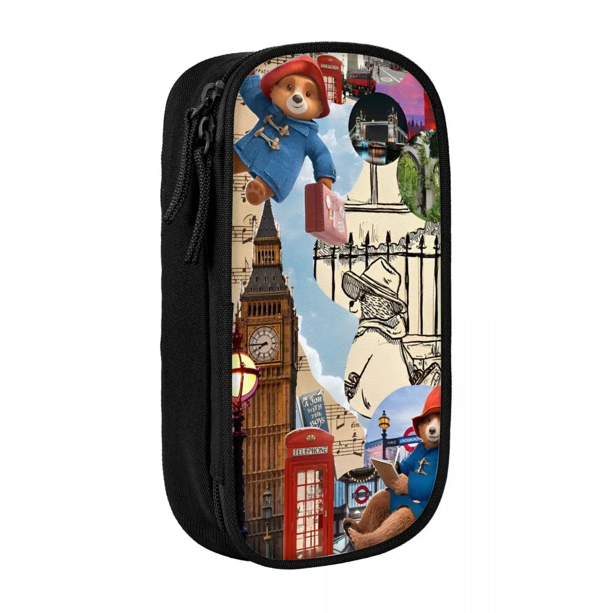 Britain Paddington Brown Bear Pencil Case - Classic Cute Movie Cartoon Pen Holder Bag Student Large Storage School Gift Pencil Box-As Shown-