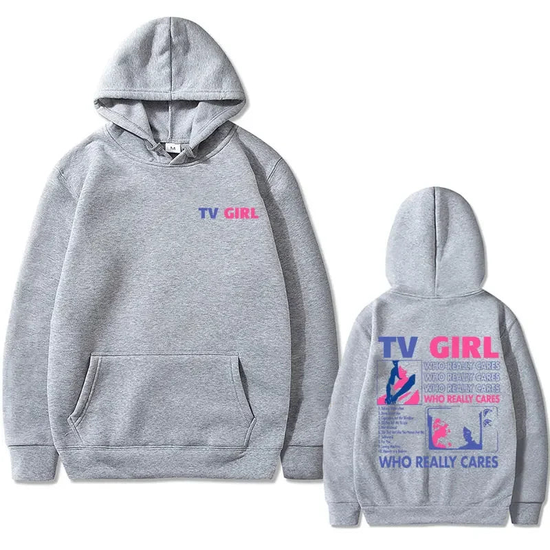 French Exit Hoodie - TV Girl Album Print - Oversized Gothic Sweatshirts for Men or Women-grey-S-