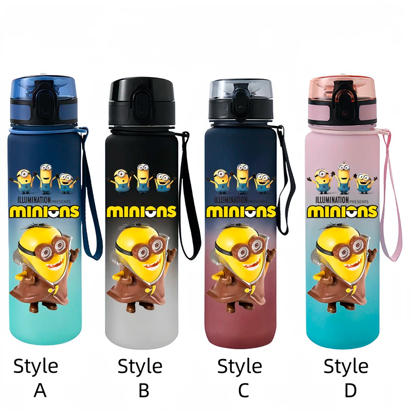 Despicable Me Minions Sports Water Bottle - 650ML Large Capacity Plastic Bottle for Outdoor Activities-xh13-Style A-