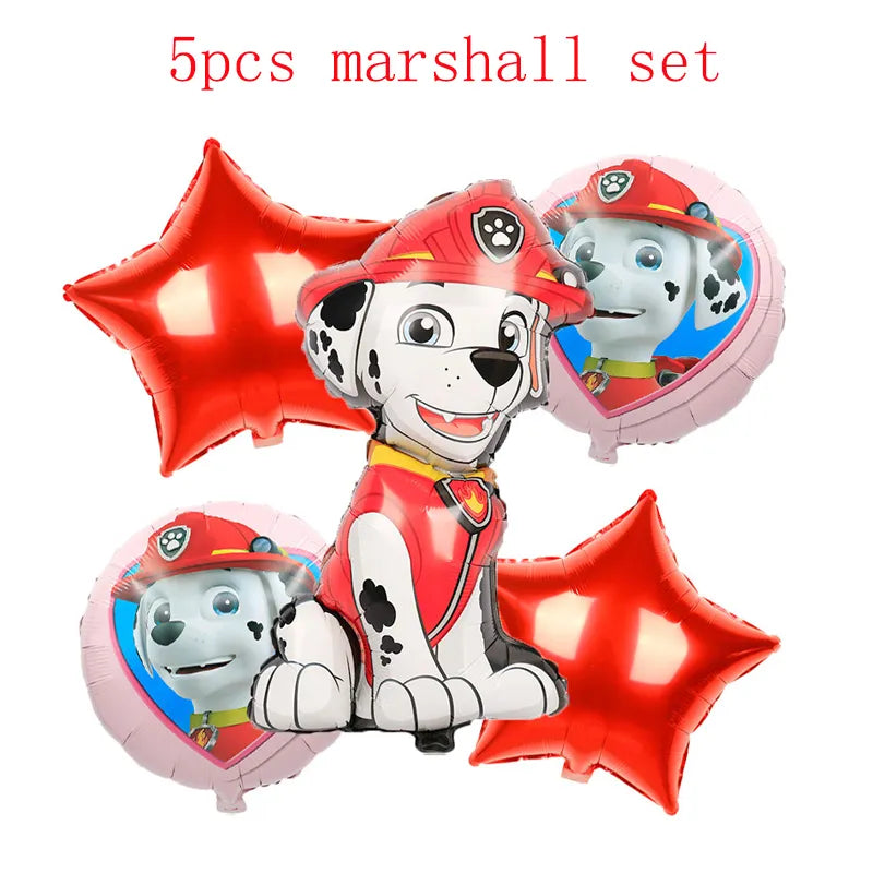 Paw Patrol Birthday Party Decorations Tableware Supplies Balloons Paper Party Plate Cup Napinks Gift Bag Baby Shower Kids Happy-5pcs red balloons-