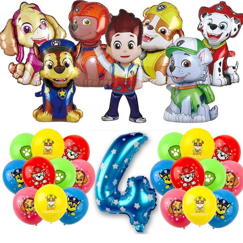 Paw Patrol Birthday Party Decorations Tableware Supplies Balloons Paper Party Plate Cup Napinks Gift Bag Baby Shower Kids Happy-number 4-