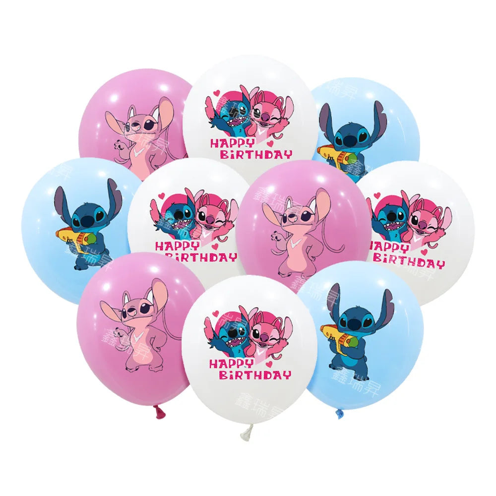 10pcs Stitch Party Balloons Set - Birthday Baby Shower Kids Cartoon Decorations Toy-10pcs 1-