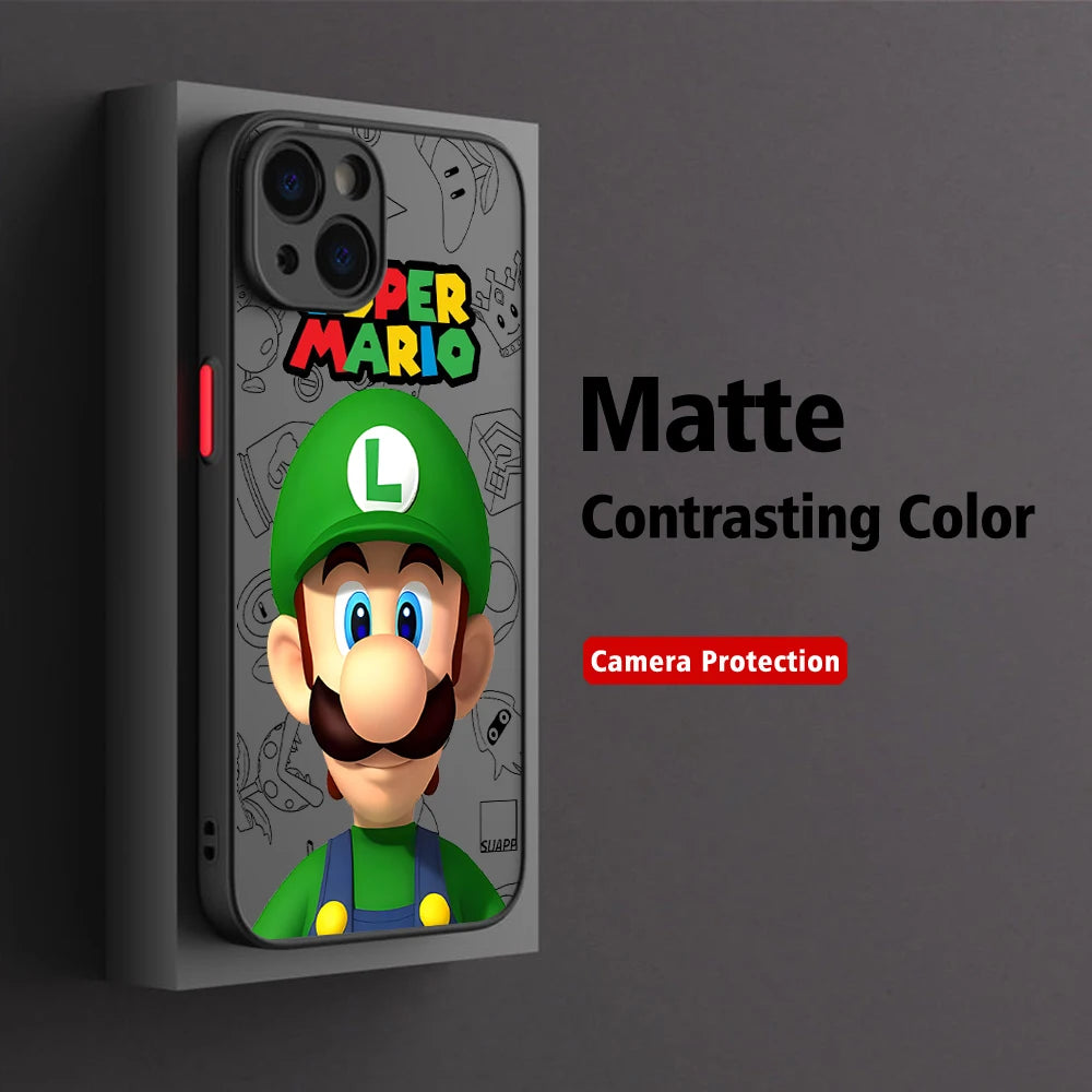 Super Mario Bros Game Phone Case for iPhone 15 14 13 12 11 - Matte Transparent Back Cover-FGHS-29cc24051562-For iphone 15 Pro-