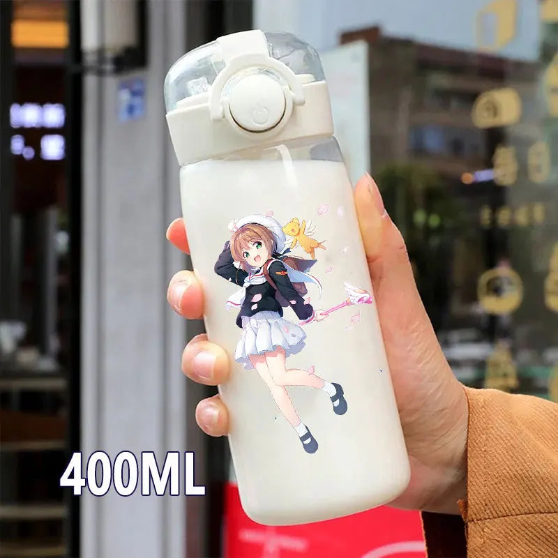 Cardcaptor Sakura Straw Water Bottle - 400ML/600ML Transparent Plastic Anti-Drop Cup for Students and Kids-4-5-