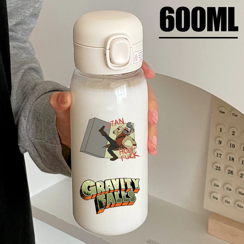 Disney Gravity Falls Water Bottle - 600ML Leak-Resistant Portable Drinking Cup - Transparent PC Design Featuring Dipper and Mabel-GDXZ-28-600ml-