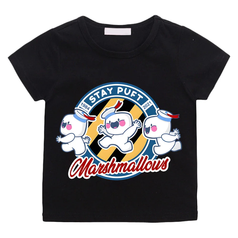 Ghostbusters Kids Cartoon T-Shirt - 100% Cotton Summer Tops for Boys and Girls-black-9T-