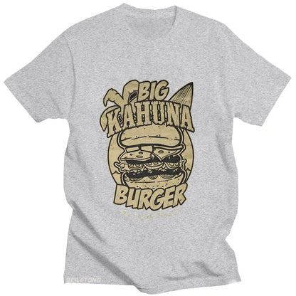 Big Kahuna Burger T-Shirt - Retro Cartoon Print Harajuku Aesthetic Soft Cotton Gift Tee-gray-XS-