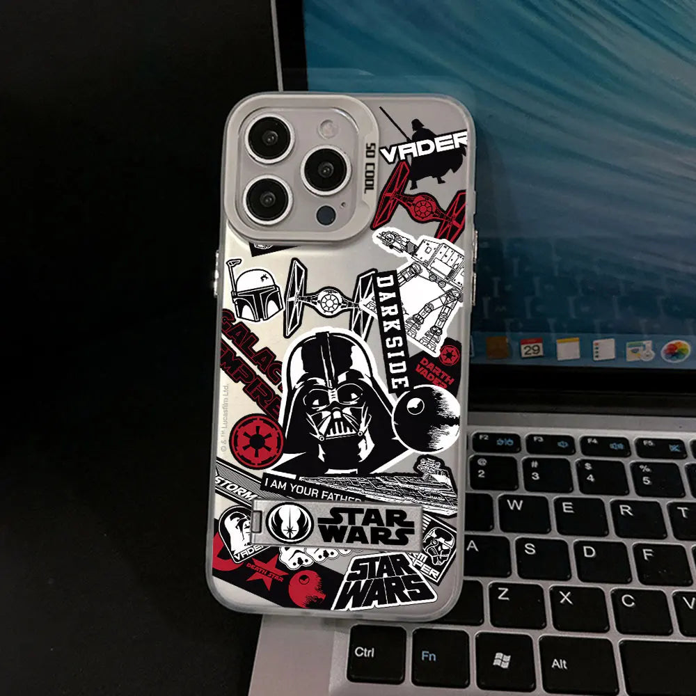 Star Wars Black Logo Phone Case for iPhone 16 15 14 13 - Shockproof Back Cover with Holder-CYKZJ-215G240906CA1-iPhone 16-