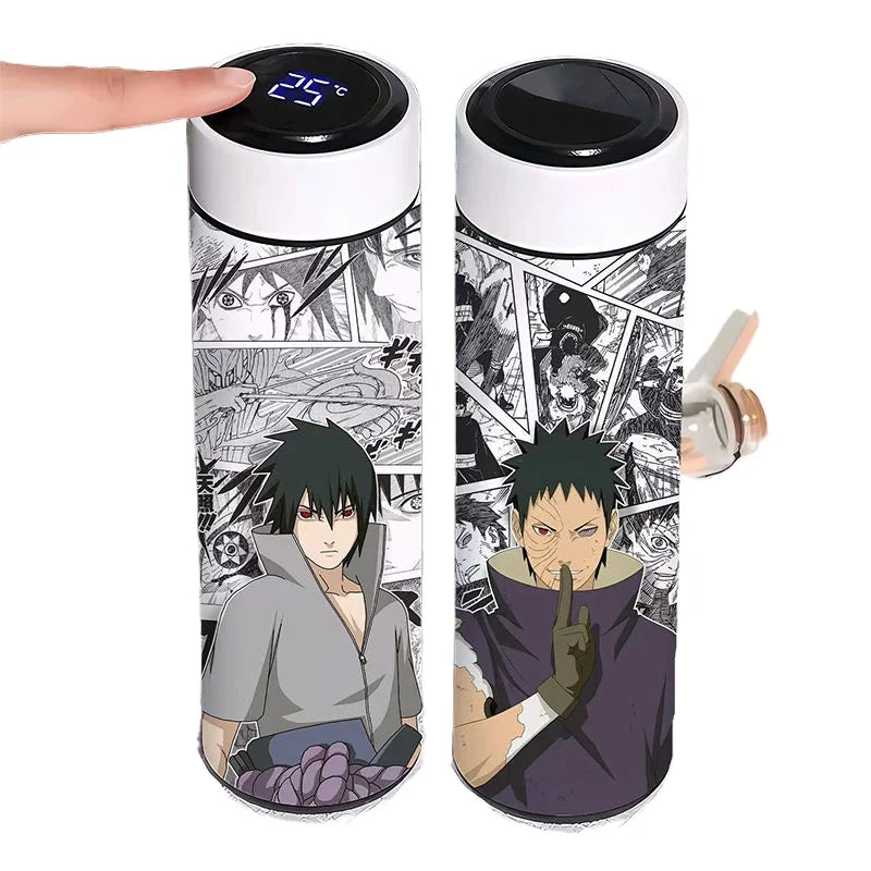 Naruto Anime Smart Thermos - Large Stainless Steel Bottle Featuring Uzumaki Naruto, Kakashi, and Itachi-