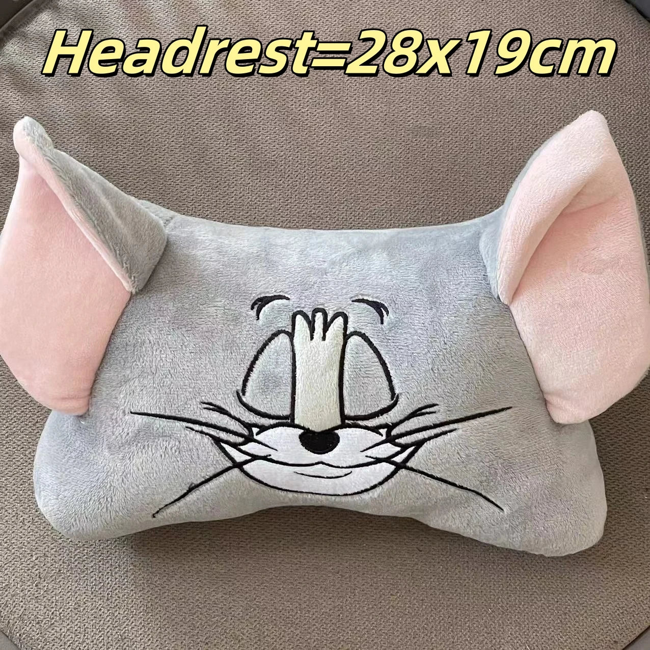 Lovely Tom and Jerry Back Cushion Headrest - Car Decor Throw Pillow - Cat Mouse Cuddly Plushies Sofa Bed Xmas Gifts Comfortable-Headrest A-As Picture-