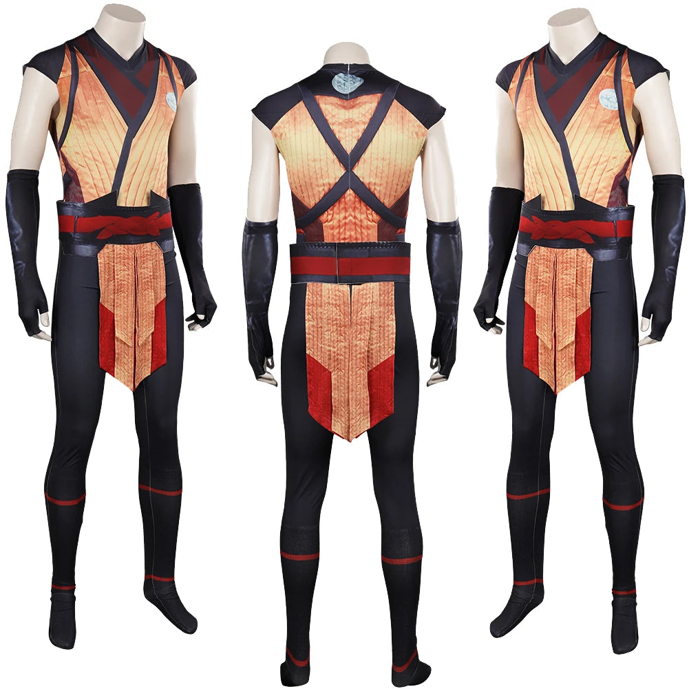 Scorpion Cosplay Fantasy Print Jumpsuit Mask - Inspired by Anime Game Mortal Kombat, Ideal for Costume Disguise and Adult Men's Cosplay Roleplay Outfits-