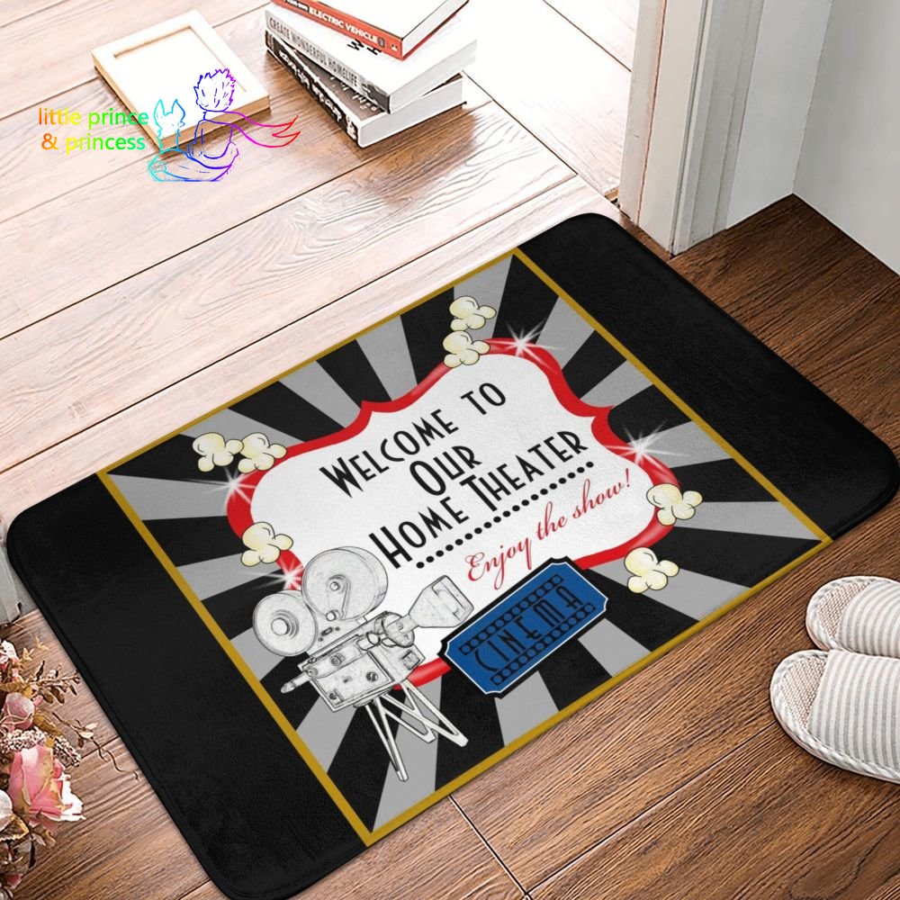 Cinema Admit One Ticket Pillow - Red Doormat and Floor Door Mats - Camera Rug and Carpet Footpad Set-