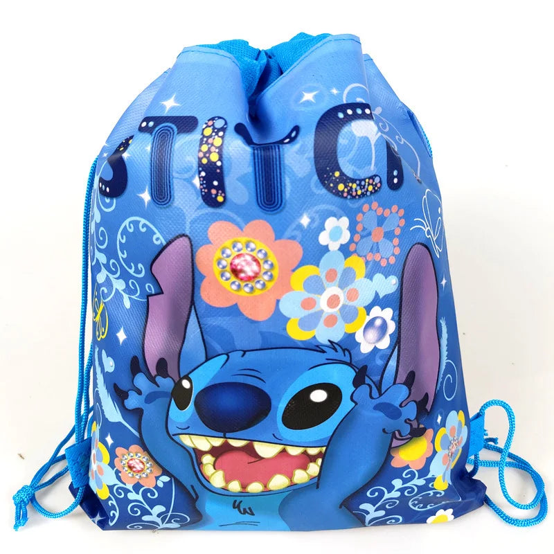 Anime Stitch Drawstring Bag - Kawaii Lilo & Stitch Kids Party Storage Shoulder Gift Pouch-6-