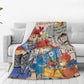 Paddington Brown Bear Drawing Blanket - Super Soft Street Trend Plush Throw Blanket Home Decor Camping Flannel Bedspread Bed Cover-