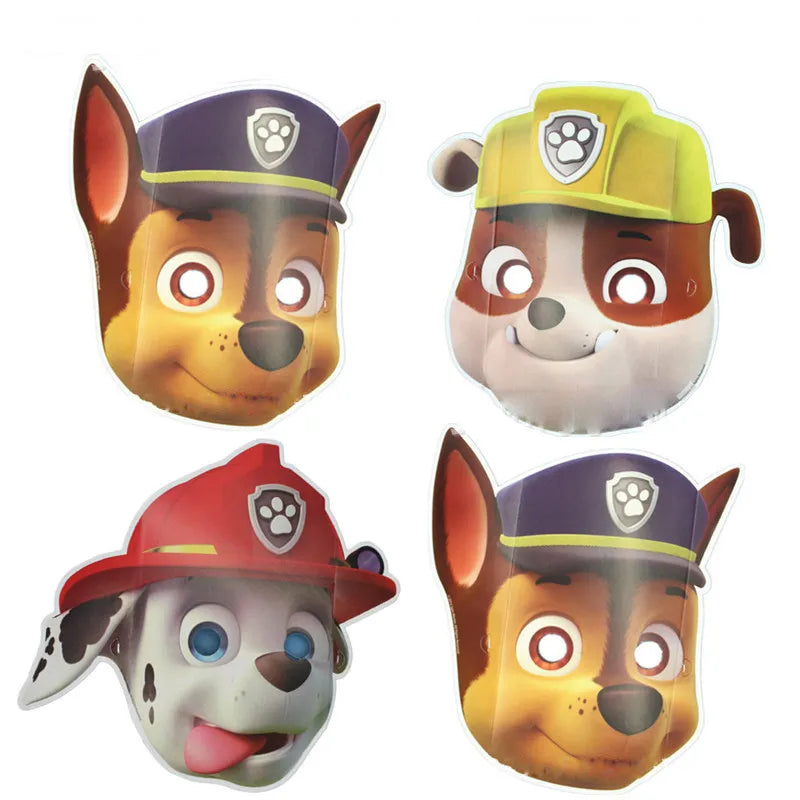 PAW Patrol Birthday Party Decoration Kids Toy Hat Gift - Aluminum Foil Balloon Disposable Tableware - New Banner Boy Event Supplies-Kid Mask - 8pcs-