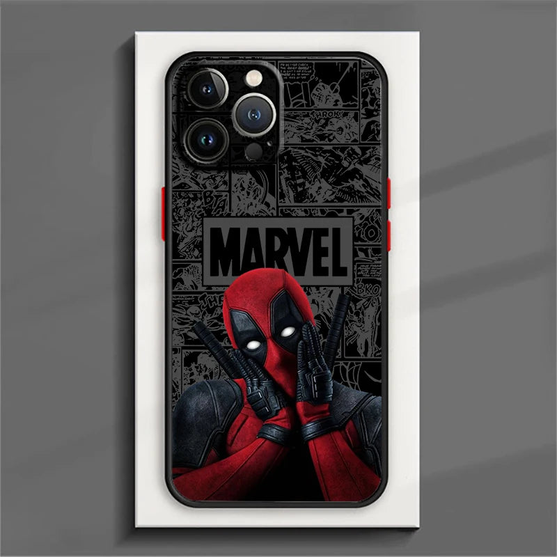 Marvel Comic Deadpool Wolverine Case for iPhone 15 14 13 12 11 - Frosted Translucent Cover-iPhone 12 Pro-FA9901HES-