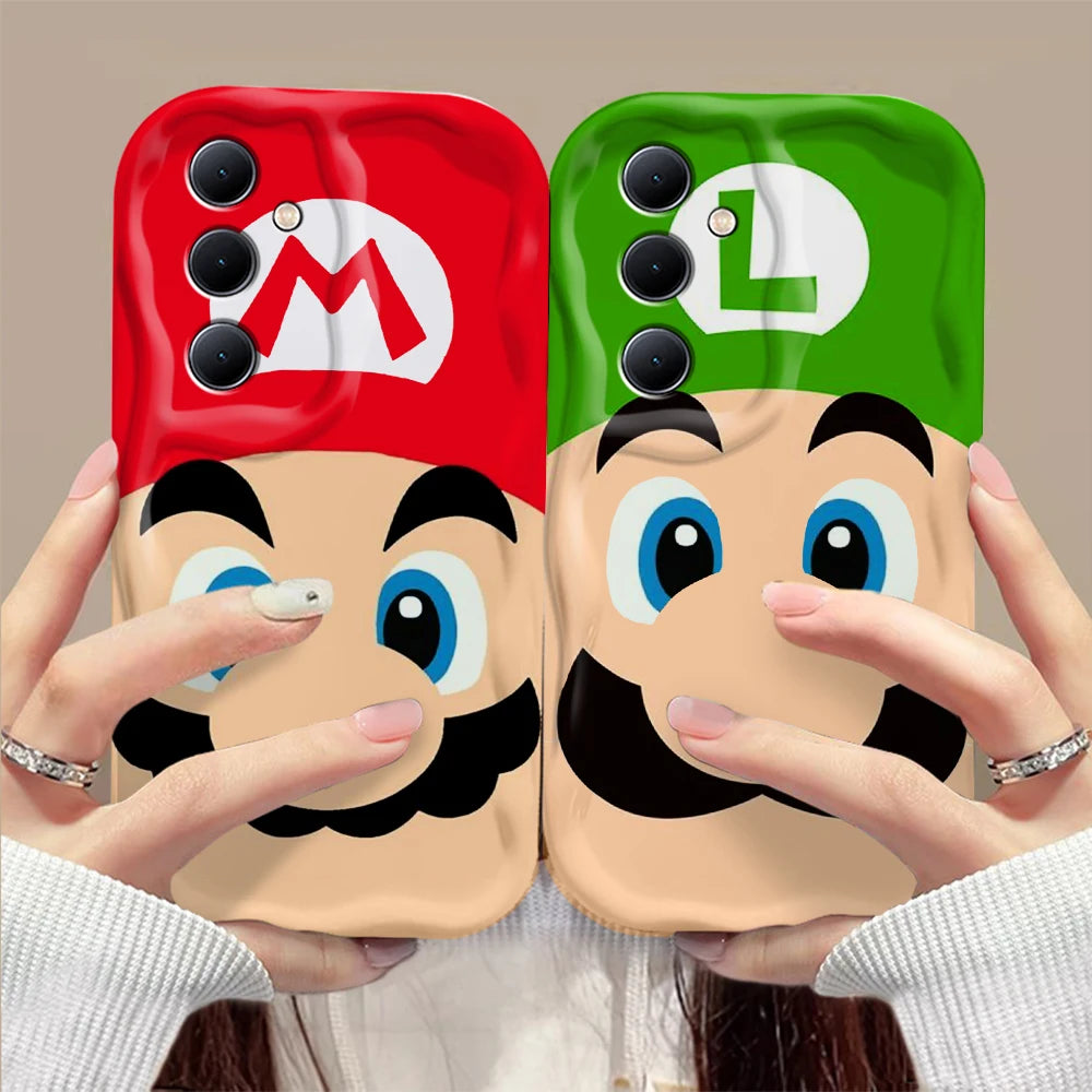 Funny 3D Wave Mario Bros Phone Case for Samsung Galaxy S24, S23, S21, S20 FE Plus Ultra - Soft Silicone Back Cover-