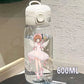 Cardcaptor Sakura Straw Water Bottle - 400ML/600ML Transparent Plastic Anti-Drop Cup for Students and Kids-6-1-