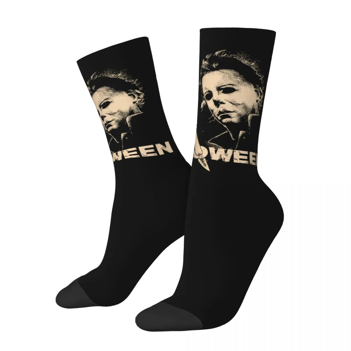 Halloween Horror Film Michael Myers Socks - New Men's Casual Comfortable - Sport Unisex Winter Christmas Gifts-WHITE-One Size-