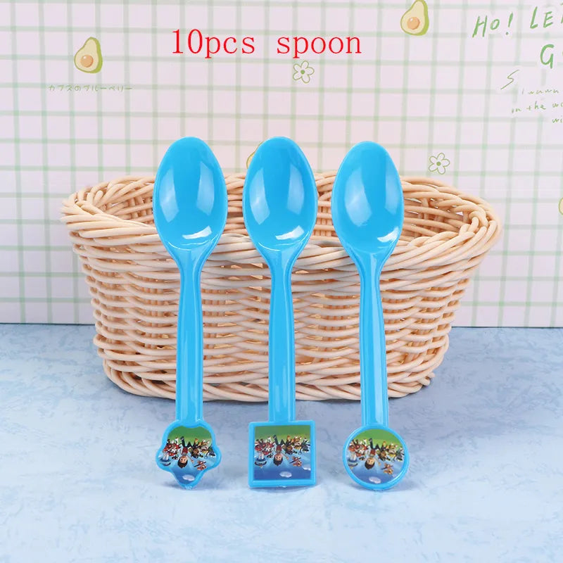 Paw Patrol Birthday Party Decorations Tableware Supplies Balloons Paper Party Plate Cup Napinks Gift Bag Baby Shower Kids Happy-10pcs spoon-