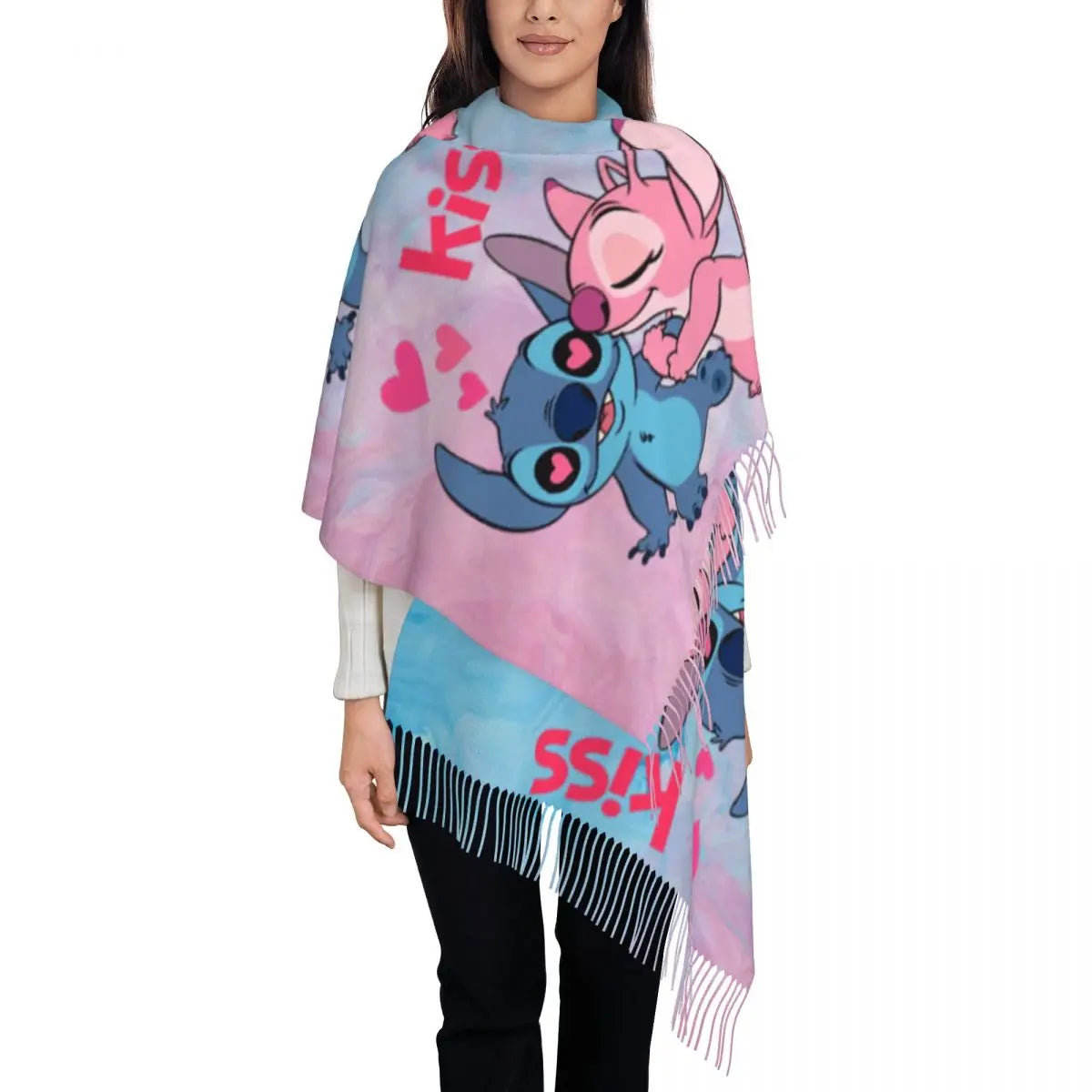 Custom Stitch Scarf Wrap - Long Winter Tassel Shawl - Perfect Gift for Disney Fans-1-72x197cm-