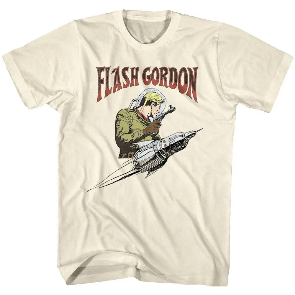 Flash Gordon Rocket T-Shirt - Space Adventure Pistol Vintage Comic Tee-