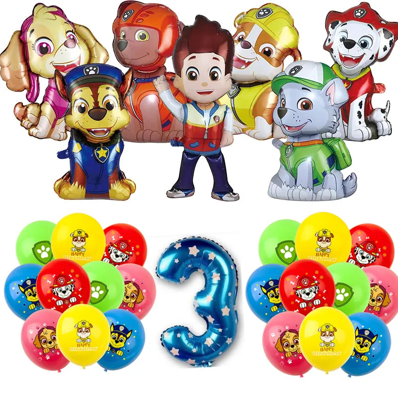 Paw Patrol Birthday Party Decorations Tableware Supplies Balloons Paper Party Plate Cup Napinks Gift Bag Baby Shower Kids Happy-number 3-