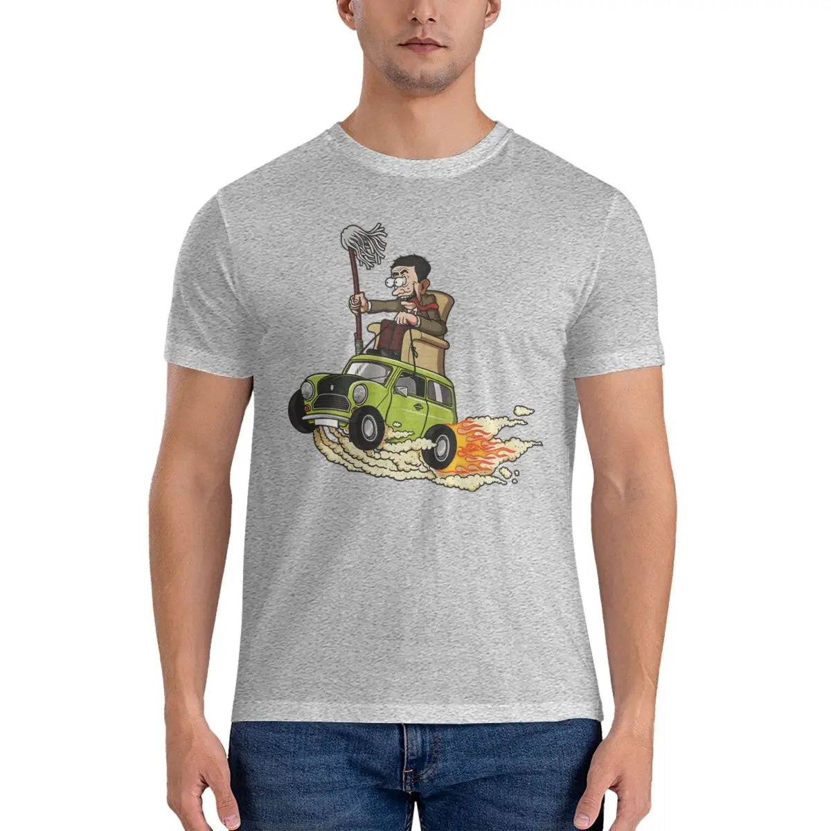 Humorous Mr. Bean - Men’s T-Shirt - 100% Cotton - Short Sleeve Round Collar Party Gift-GRAY-6XL-