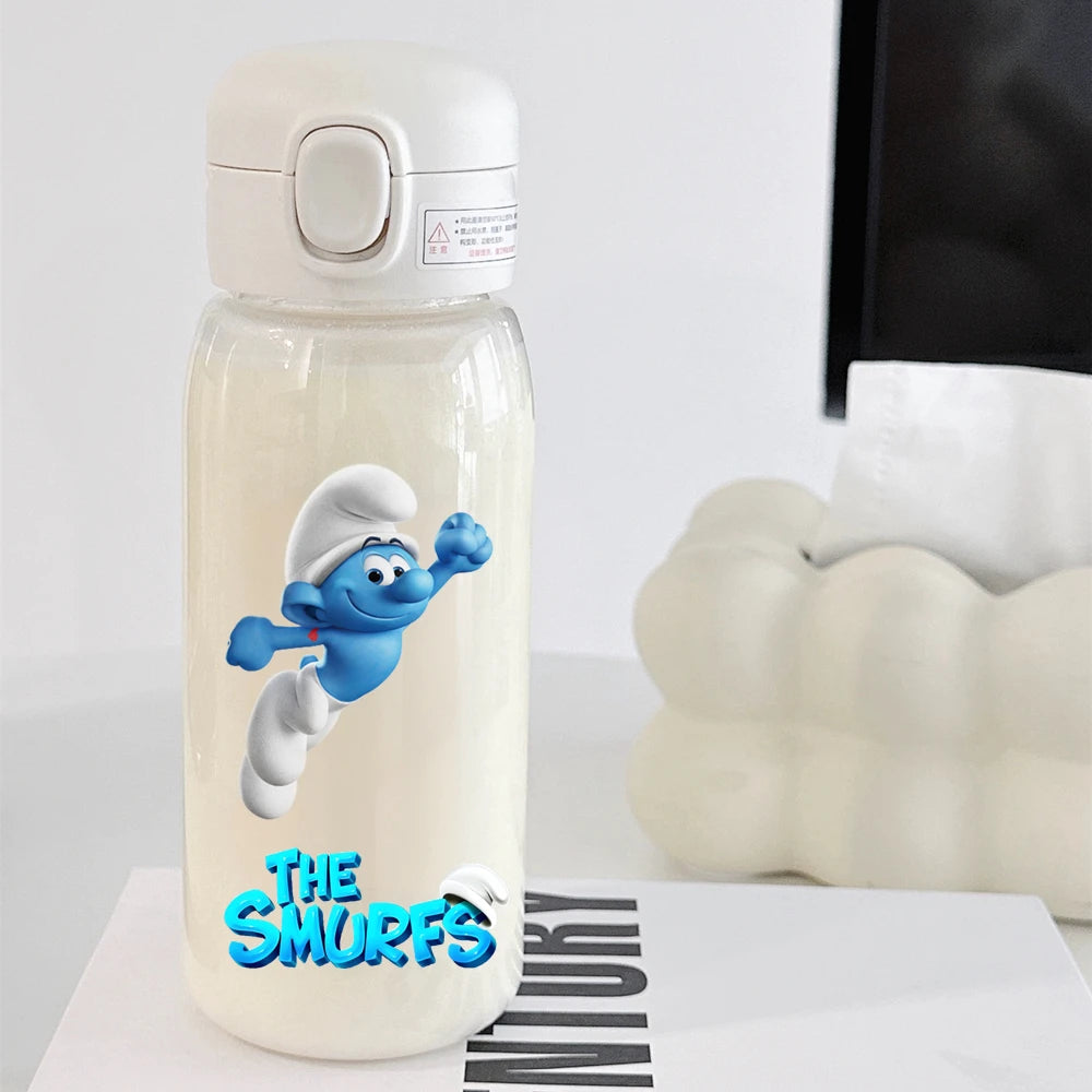 The Smurfs Straw Water Bottle - Large Capacity Cartoon Cup for Kids, Outdoor Sports, Portable Retro Anime Gift-26-600ML-