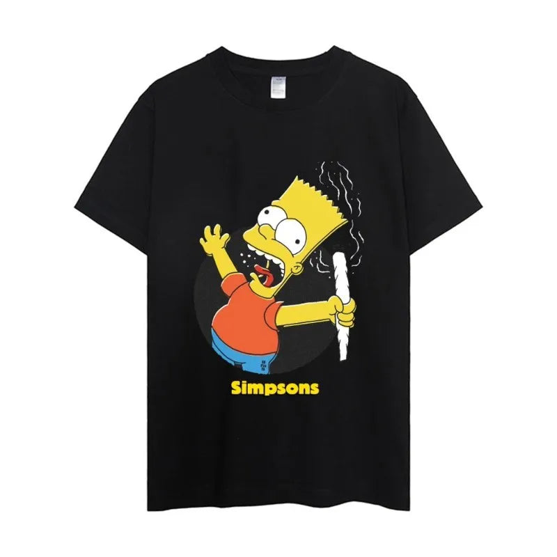 The Simpsons Couple T-Shirts - Cotton Short Sleeve Tops - Matching Clothes for Boyfriend and Girlfriend-Black 3-XXL-