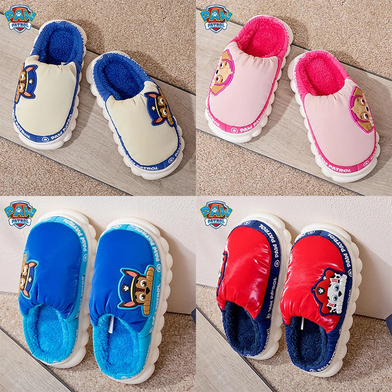 Paw Patrol Chase Winter Home Slippers Cute Autumn Boy Children Warmth Thick Plush PVC Non-Slip Leisure Shoes Soft Bedroom Floor-