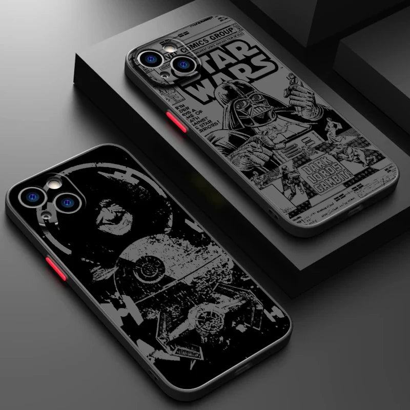 Disney Star Wars Luxury Logo Frosted Case for iPhone 15 14 13 12 11 - Protective, Mini Funda Cover-