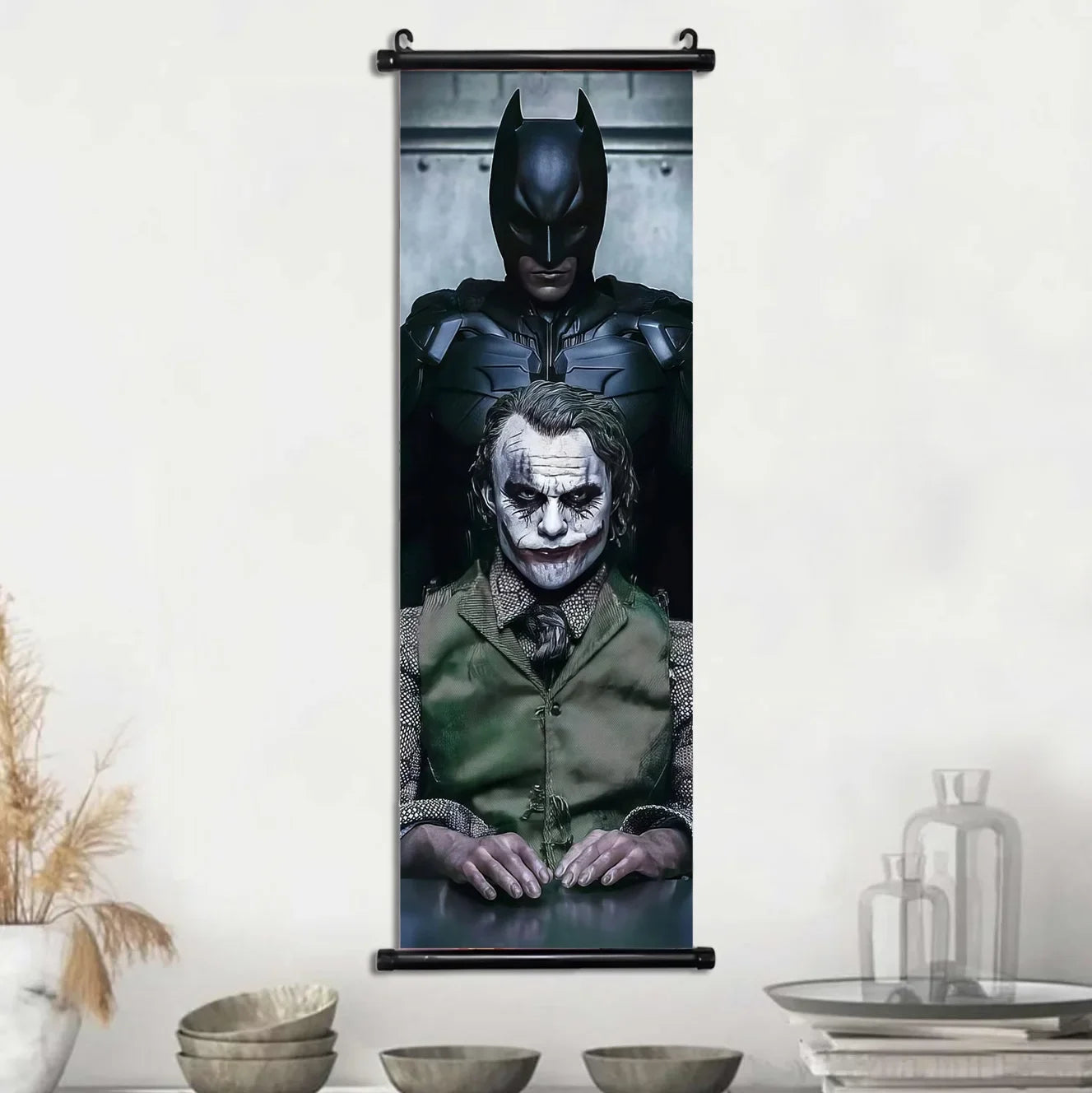 DC Batman Movie Poster Hanging Scroll Wallpaper Wall Artwork Canvas Painting Picture Print Room Home Decoration Art Decor Gift-1-5-12-25x75cm(10x30inch)-CHINA