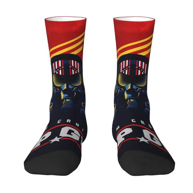 Top Gun Maverick Crew Socks - Men & Women Unisex American Action - Tom Cruise Movie Dress Socks for All Seasons-2-Fashion Socks-