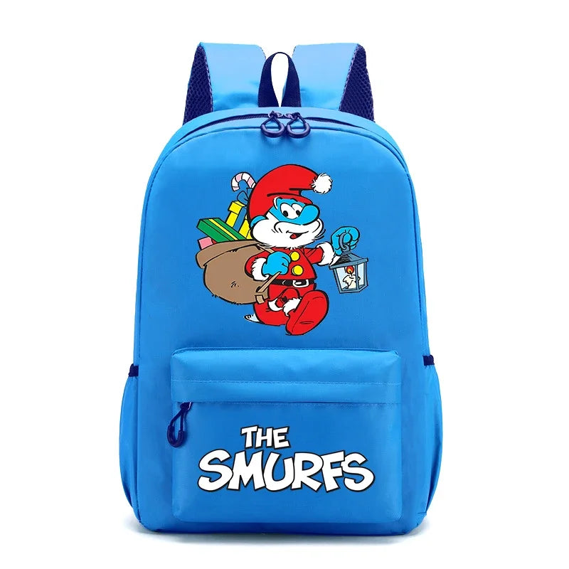 Smurfs Cartoon Kids School Backpack - Retro Laptop Rucksack, Teen Student Bag for Travel or Office Use, Anime Gift-LJL 15-LJL 33-Z-40x26x12cm-