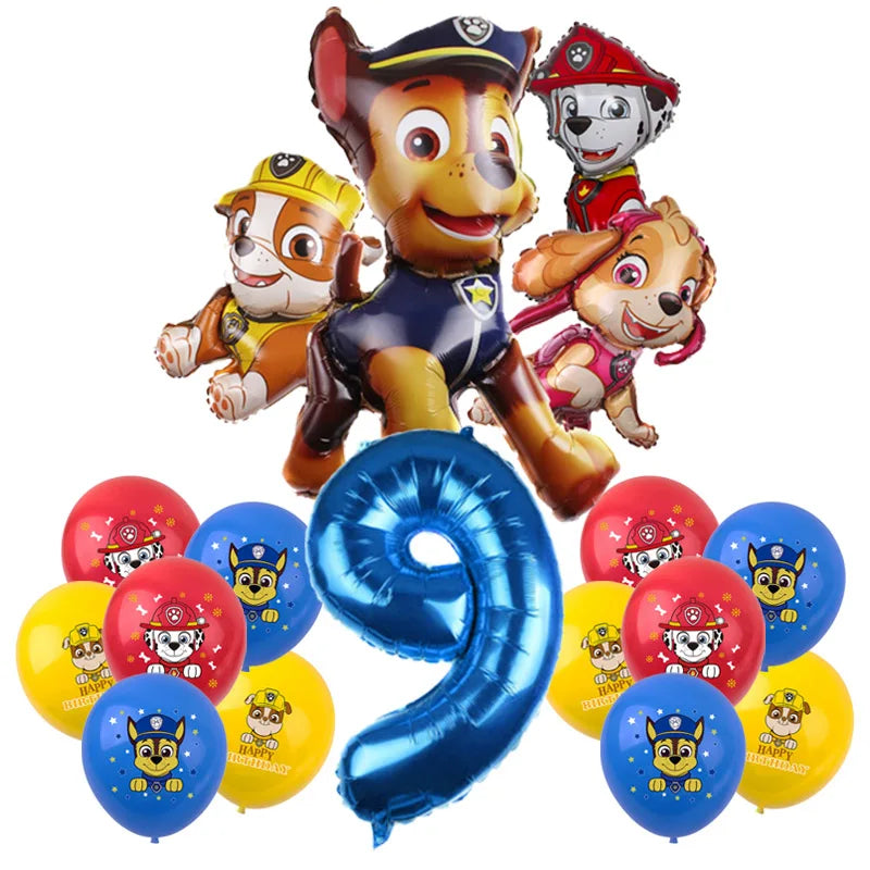 PAW Patrol Birthday Decoration Foil Balloon - Disposable Tableware Set Dog Chase Marshall Skye - For Kids Birthday Party Supplies-Balloon Set 9-29pcs-