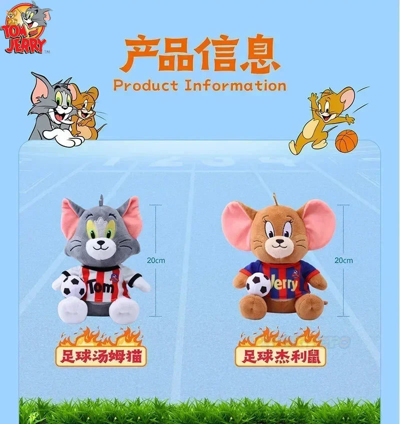 20cm Football Player Tom and Jerry Plush Toy - Soft and Huggable Stuffed Doll - Great as Ornaments and Gifts-