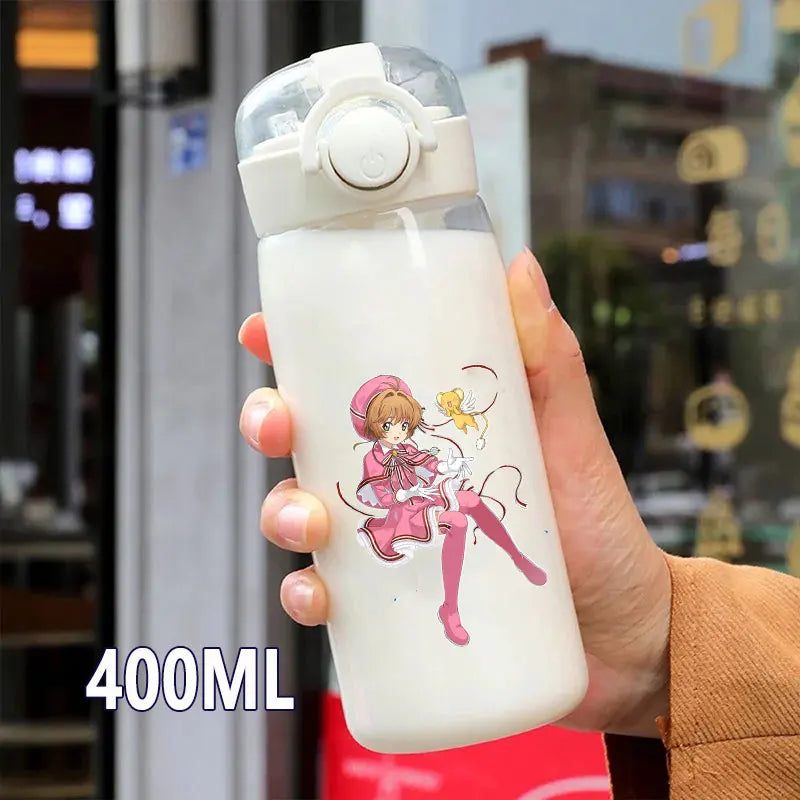 Cardcaptor Sakura Straw Water Bottle - 400ML/600ML Transparent Plastic Anti-Drop Cup for Students and Kids-4-15-