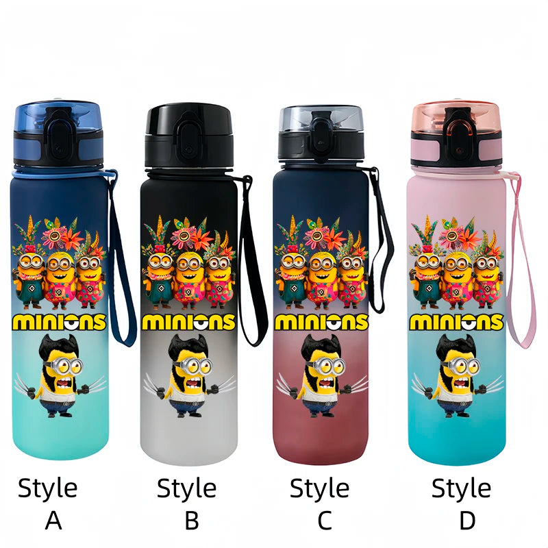 Despicable Me Minions Sports Water Bottle - 650ML Large Capacity Plastic Bottle for Outdoor Activities-xh19-Style D-