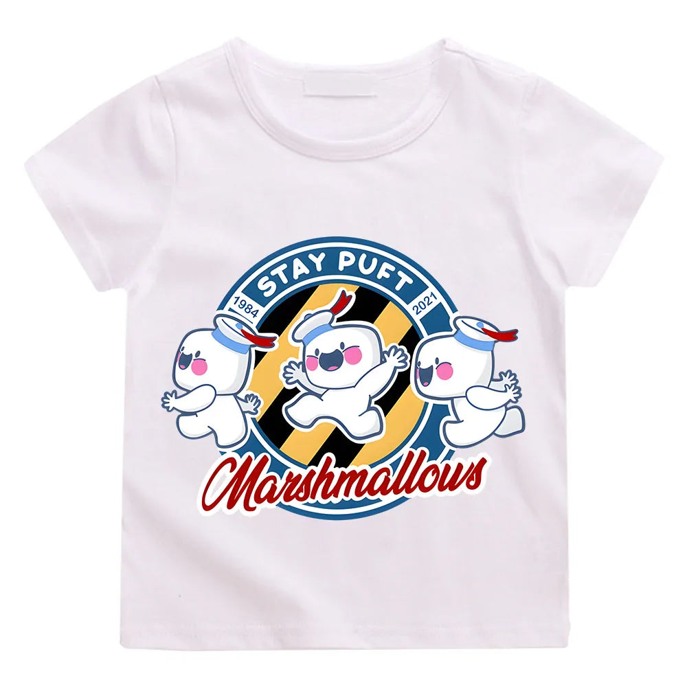 Ghostbusters Kids Cartoon T-Shirt - 100% Cotton Summer Tops for Boys and Girls-white-2T-