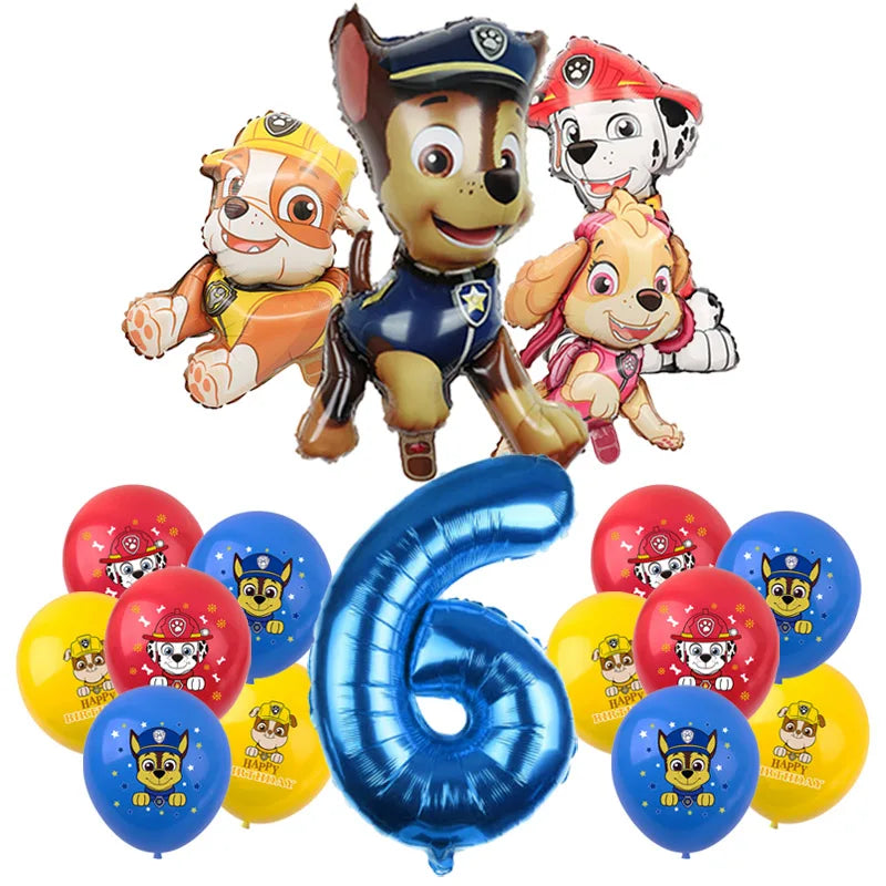 PAW Patrol Birthday Party Decoration Kids Toy Hat Gift - Aluminum Foil Balloon Disposable Tableware - New Banner Boy Event Supplies-Balloon Suit 6-17pcs-