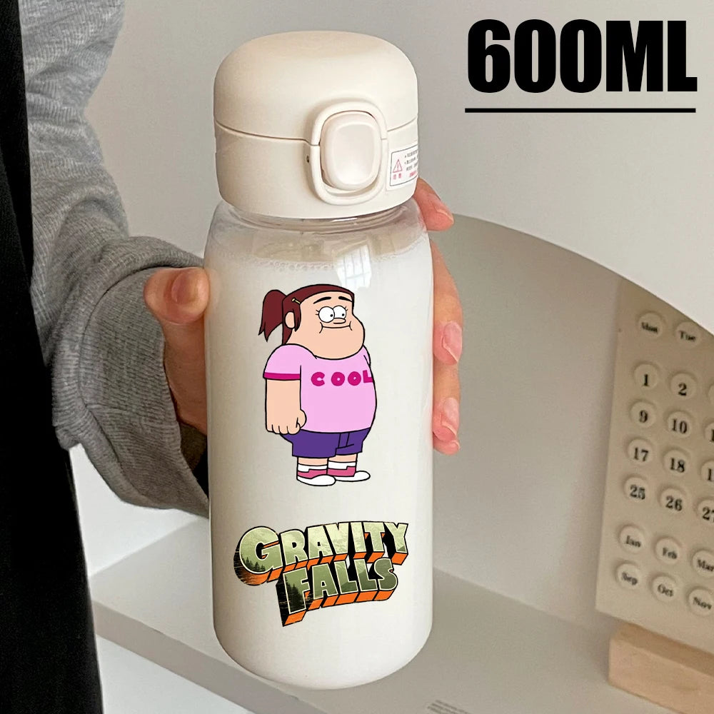 Disney Gravity Falls Water Bottle - 600ML Leak-Resistant Portable Drinking Cup - Transparent PC Design Featuring Dipper and Mabel-GDXZ-9-600ml-