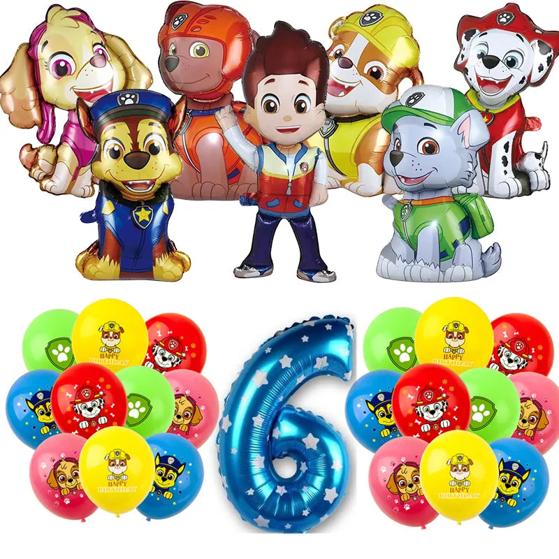 Paw Patrol Birthday Party Decorations Tableware Supplies Balloons Paper Party Plate Cup Napinks Gift Bag Baby Shower Kids Happy-number 6-