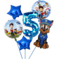 Paw Patrol Birthday Decorations Happy Birthday Backdrop Banner Plates Cups - Paper Tableware Set Balloons - Kids Boy Party Supplies-Number Balloon 5-